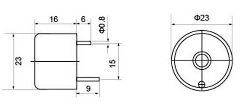 HND-2316 active piezoelectric buzzer front view